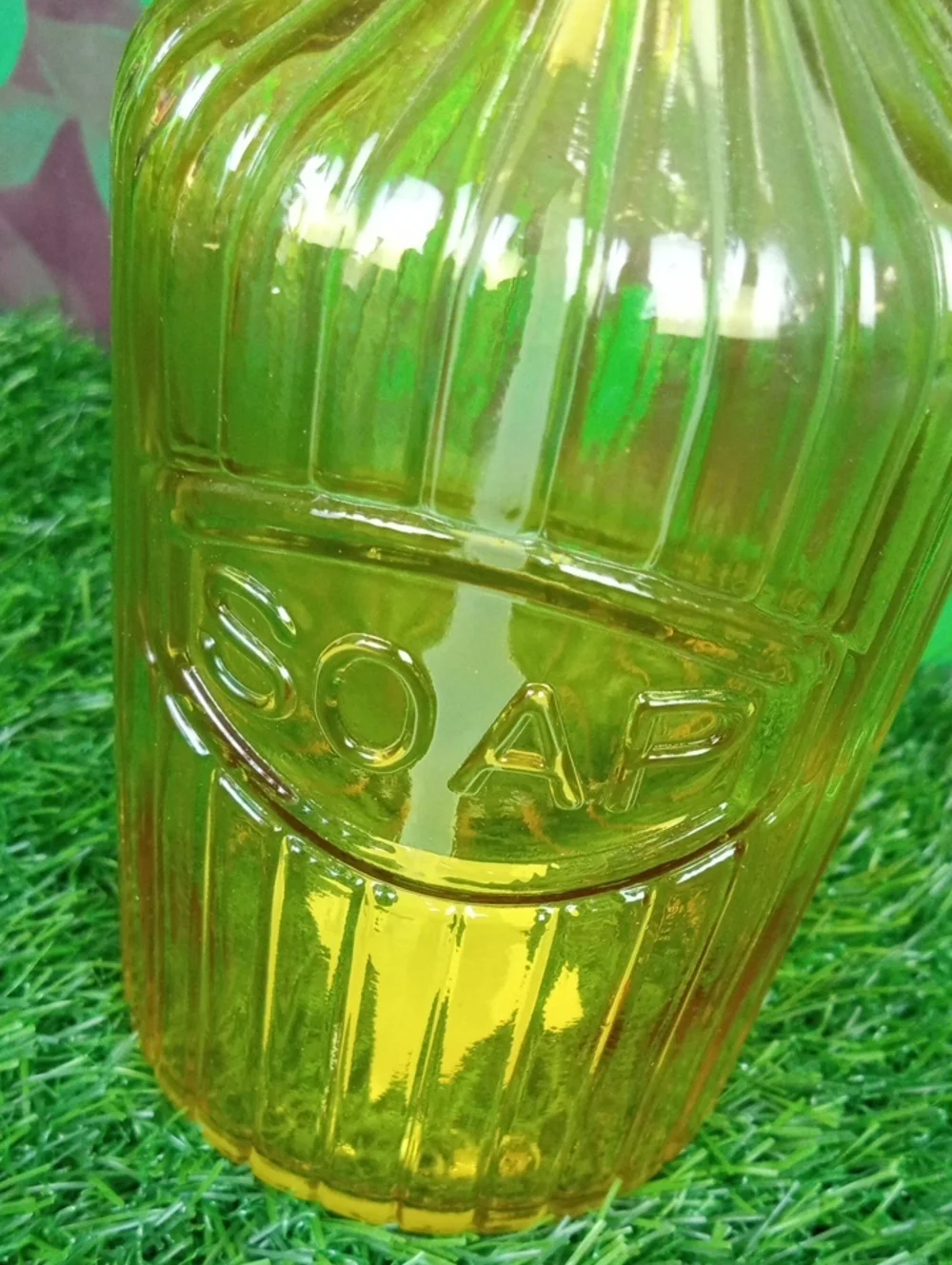 🏠 Red & Yellow Clear Glass Soap Dispenser Bottle